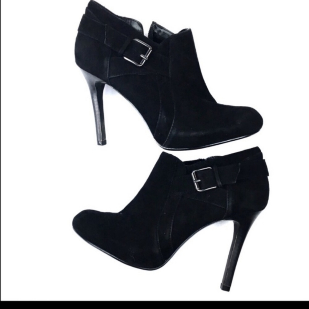 Alfani black suede paola heeled booties